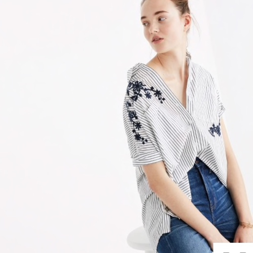 Madewell Embroidered Courier Side-button Shirt S